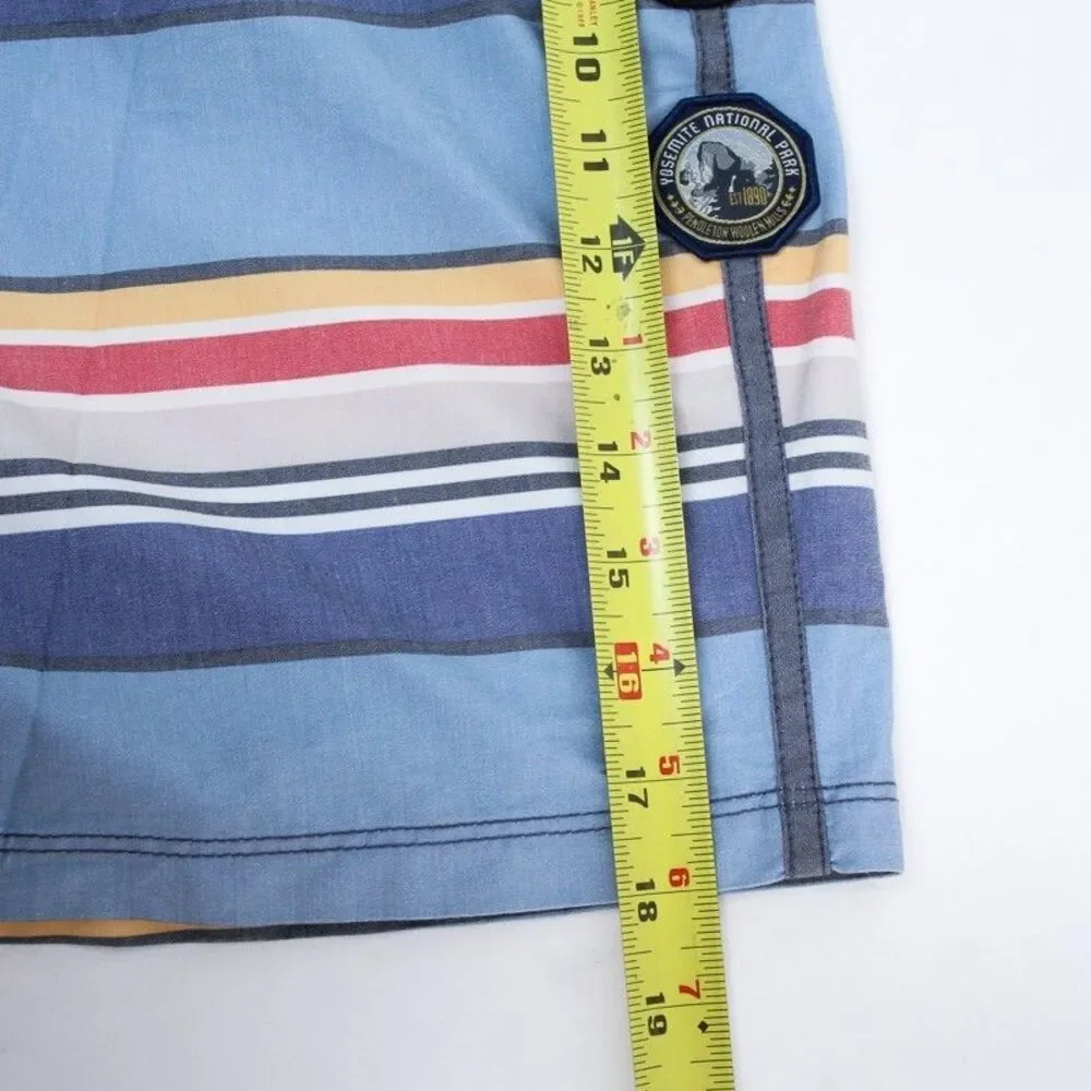 Hurley x Pendleton Board Shorts Mens Size 36 Blue Striped National Park Yosemite